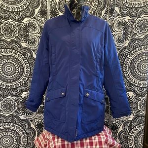 Lands’ End Women’s M Cobalt Blue Insulated Winter Parka Two-Way Zipper